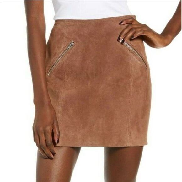 Blank NYC Brown Suede 100% Leather Mini Skirt Women's Size 28 - Picture 2 of 10